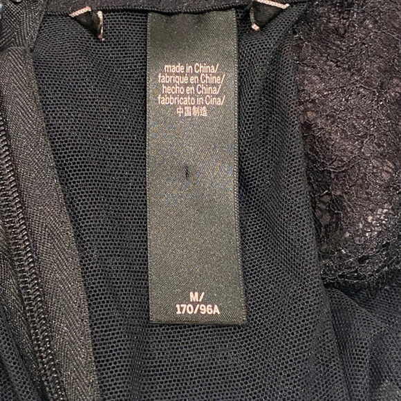 Victoria's Secret Lace short sleeve Bodysuit Black faux lace-up 16712 - Picture 12 of 14